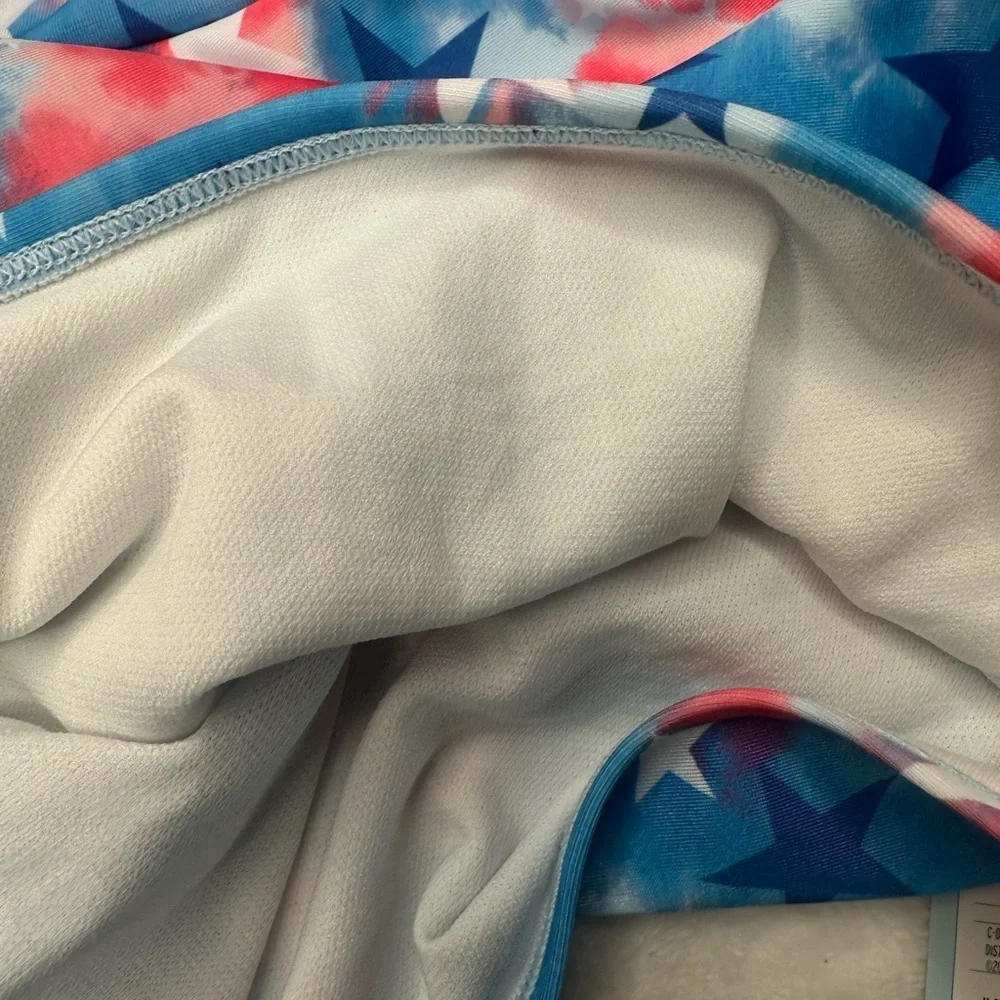 Cat And Jack Swim Top  Girls Kids Size Large 10/12 Blue Red White Stars